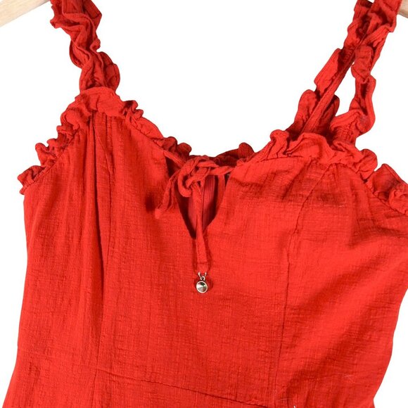 Saints + Secrets Red Mini Dress Size M Ruffle Strappy Backless Summer Party - Picture 4 of 8